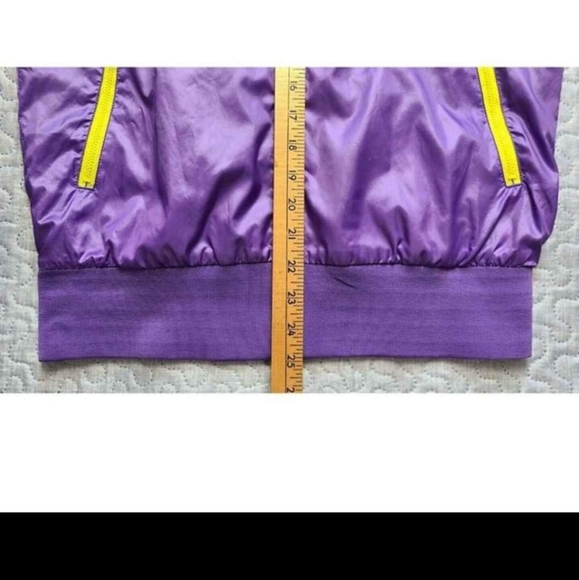 NIKE Windrunner Jacket Women's Large Hooded Purple Neon Yellow Colorblock Lined - Picture 6 of 8